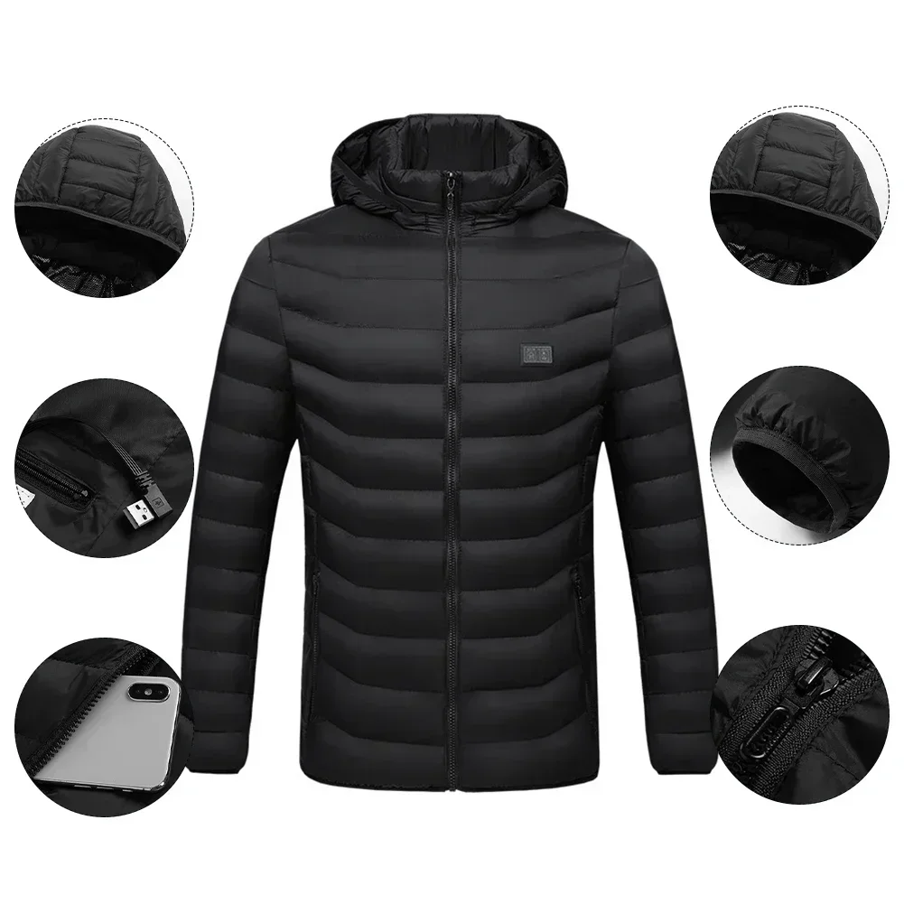 Chaqueta térmica para hombre, abrigo calefactor eléctrico Usb con temperatura controlada por 11 zonas, ropa calefactora, Parka autocalentable para