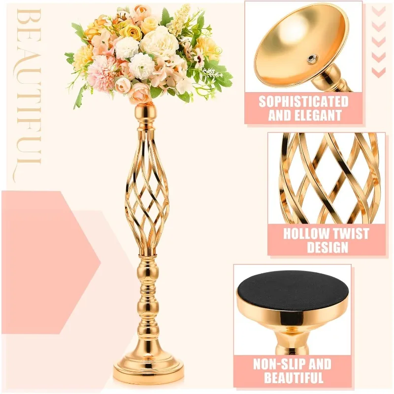 20 Pcs Large Wedding Centerpiece Table Decorations Tall Metal Flower Arrangement Stand Elegant Flower Vase Candle Holder image 3