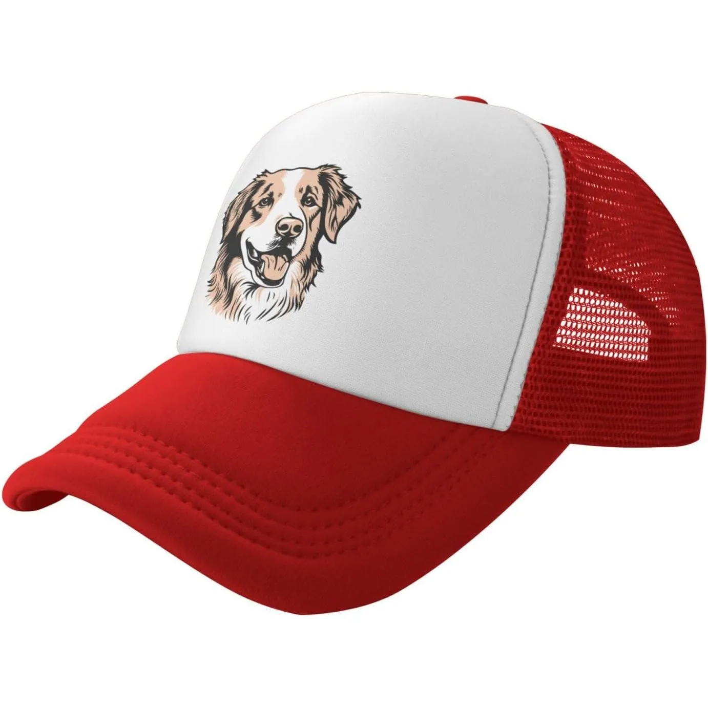 Australian Shepherd Graphic Trucker Hat Breathable Mesh Snapback Cap Casual Adjustable Headwear