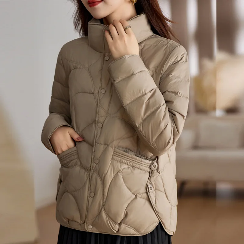 Women Winter Down Puffer Jacket Short Style Fashion Duck Down Coat Stand Collar Casual Outerwear Пальто Женское JK-270