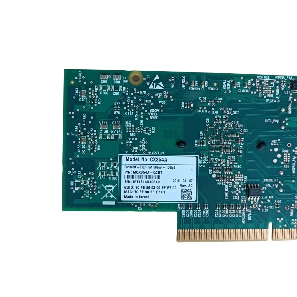 10Gb SFP+ Dual Port PCIe x8 Network Adapter Card, ConnectX-3 MCX354A-QCBT, Low Profile, Direct Attach Copper