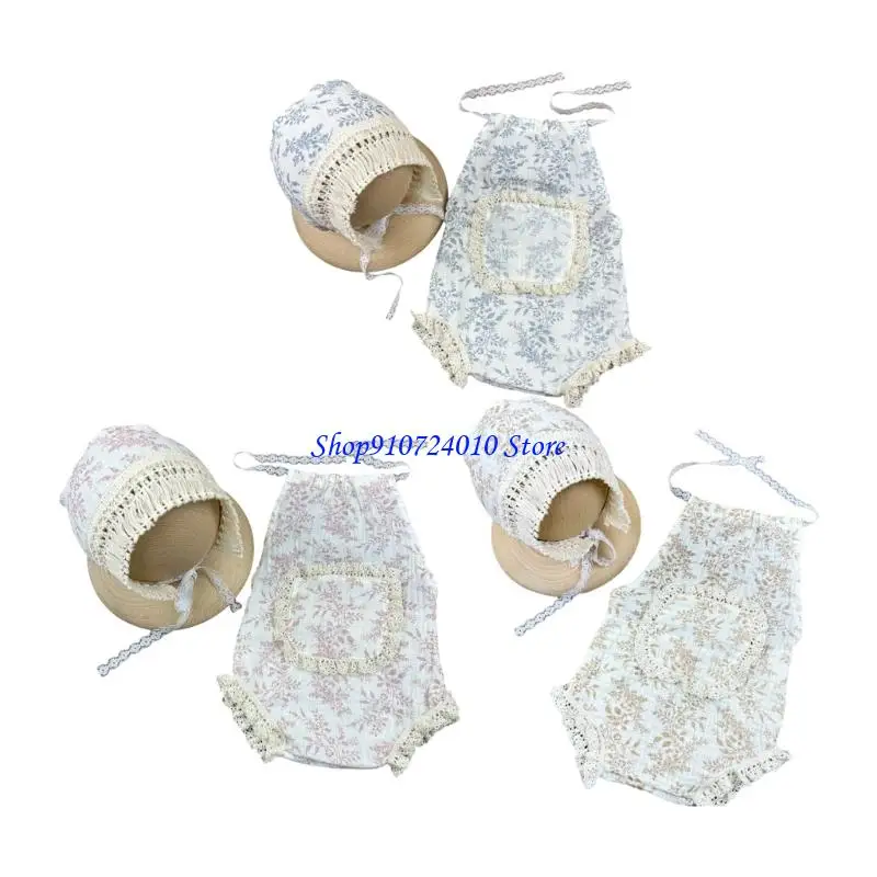 

77HD Photography Costume Hat & Lace Romper Outfit Photo Clothes Baby Supply