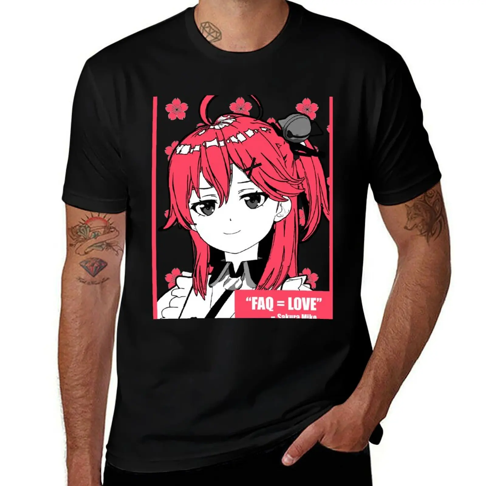 

Hololive Sakura Miko FAQ = LOVE T-Shirt Worker Basic Short Sleeve Tee