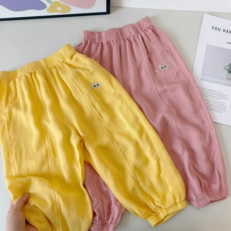 Children's Summer Simple Mosquito-proof Long Pants Breathable Pure Cotton for Toddlers Versatile Long Pants for Boys and Girls