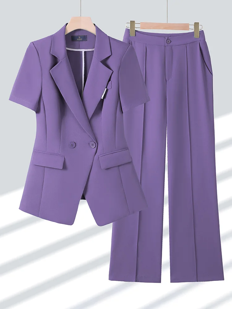 

Summer Thin Short Sleeve Women's Jacket Casual Style Polyester Fabric High-End Feeling Professional Workwear Ensemble