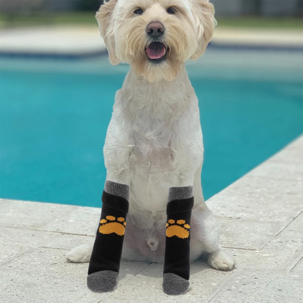 

4 Pcs Dog Socks Non Slip Bottom Breathable Cotton Paw Protectors for Small Dogs Washable Wear Resistant Pet Supplies