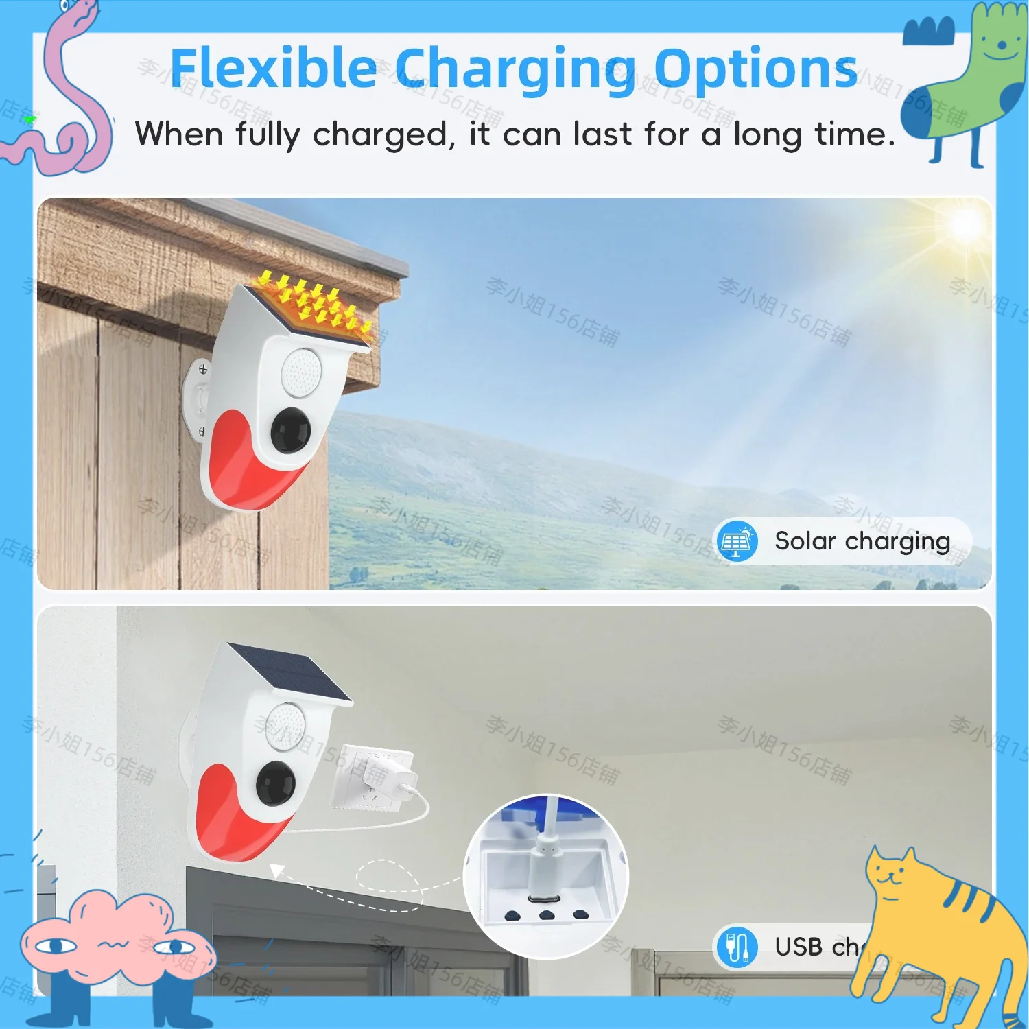

2026new 433mhz Motion Sensors Solar Sound Light Alarm Human Movement Detector PIR Sensor USB Charging Outdoor Farm Garden Home S