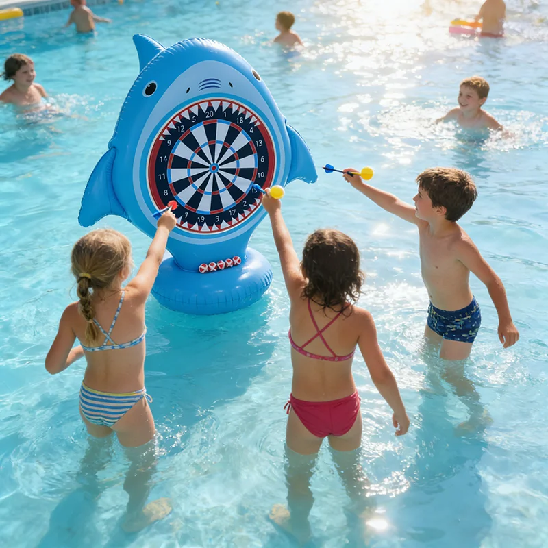 Jogo de água de tabuleiro de dardo inflável, flutuador de piscina, atividades ao ar livre na praia, presente legal de festa de verão para meninos e meninas de 6 7 8 9 10 12 12 anos de idade