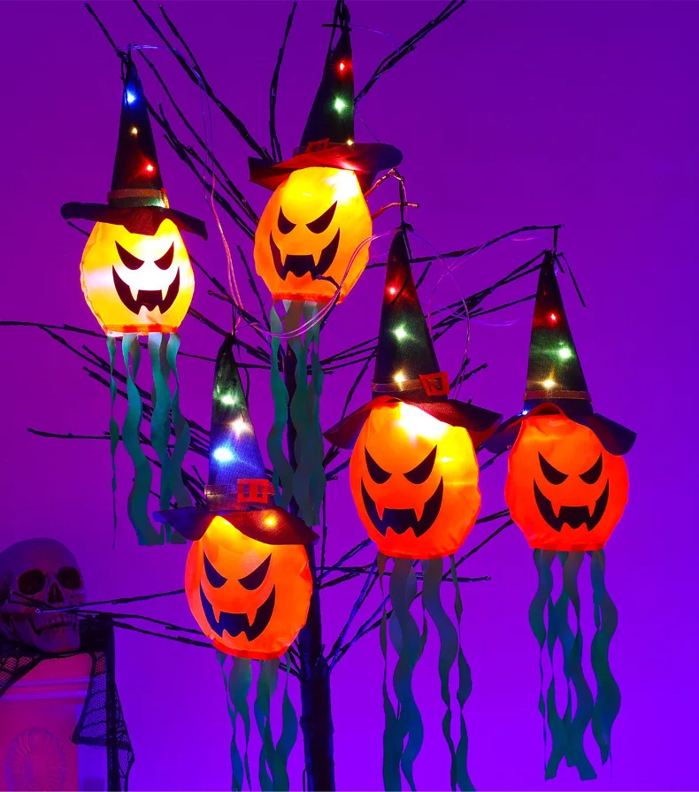 5szt LED Halloween Pumpkin Outdoor Light Battery Power Horror Grimace Glowing Party Props Halloween Decoration