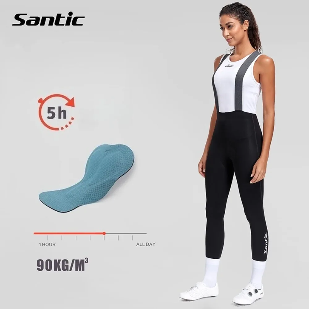Santic Women's Cycling Bib Tights Spring Autumn Quick Dry Breathable Road Bike Padded Long Cycling Pants TL25C04283