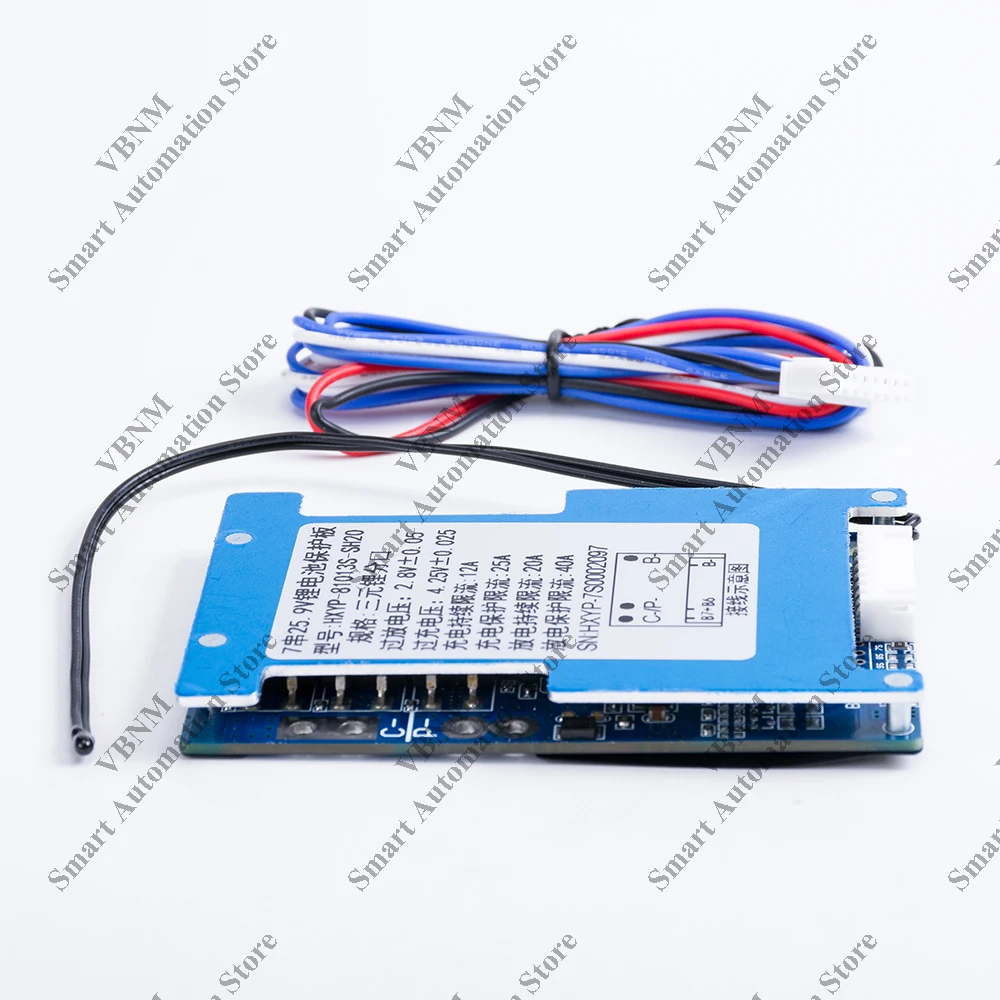 Batería de iones de litio BMS 7S, 25,9 V, 20a, 3,7 V, pasiva equilibrada con protección de temperatura NTC, puerto común para bicicleta eléctrica, 90x60x9mm