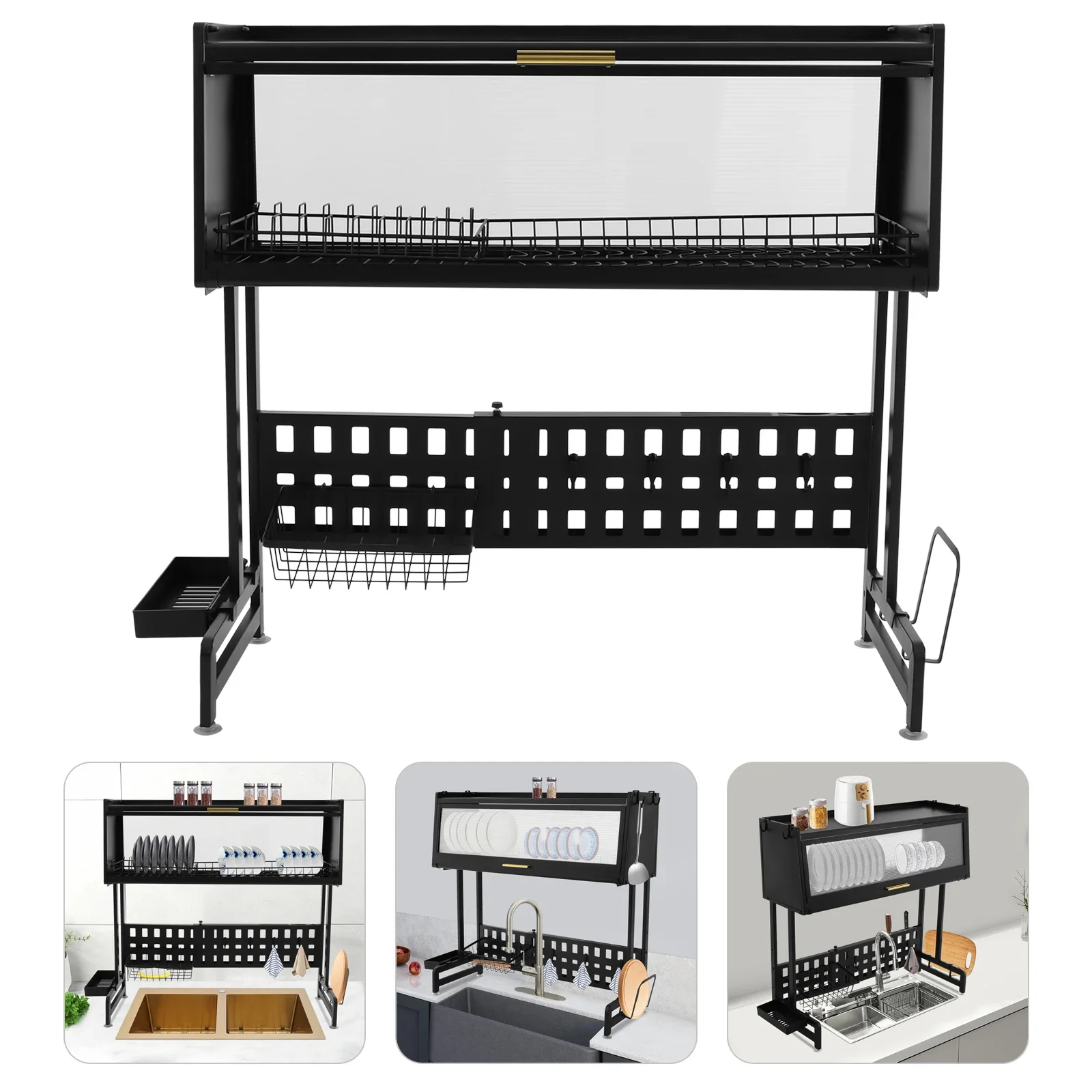 Abtropfgestell für Geschirr, Abtropfgestell, staubdichter Schrank, Abtropfgestell, Abtropfgestell über der Spüle, ausziehbarer Trockenrahmen für Geschirrspüler
