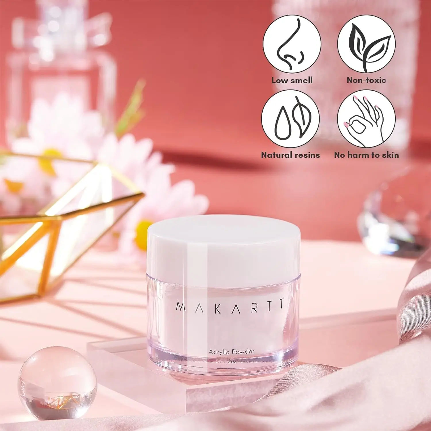 Makartt 아크릴 파우더, 익스텐션 글리터 네일 파우더, 네일 강화, 프렌치 네일 조각용 매니큐어 네일 아트, 2oz