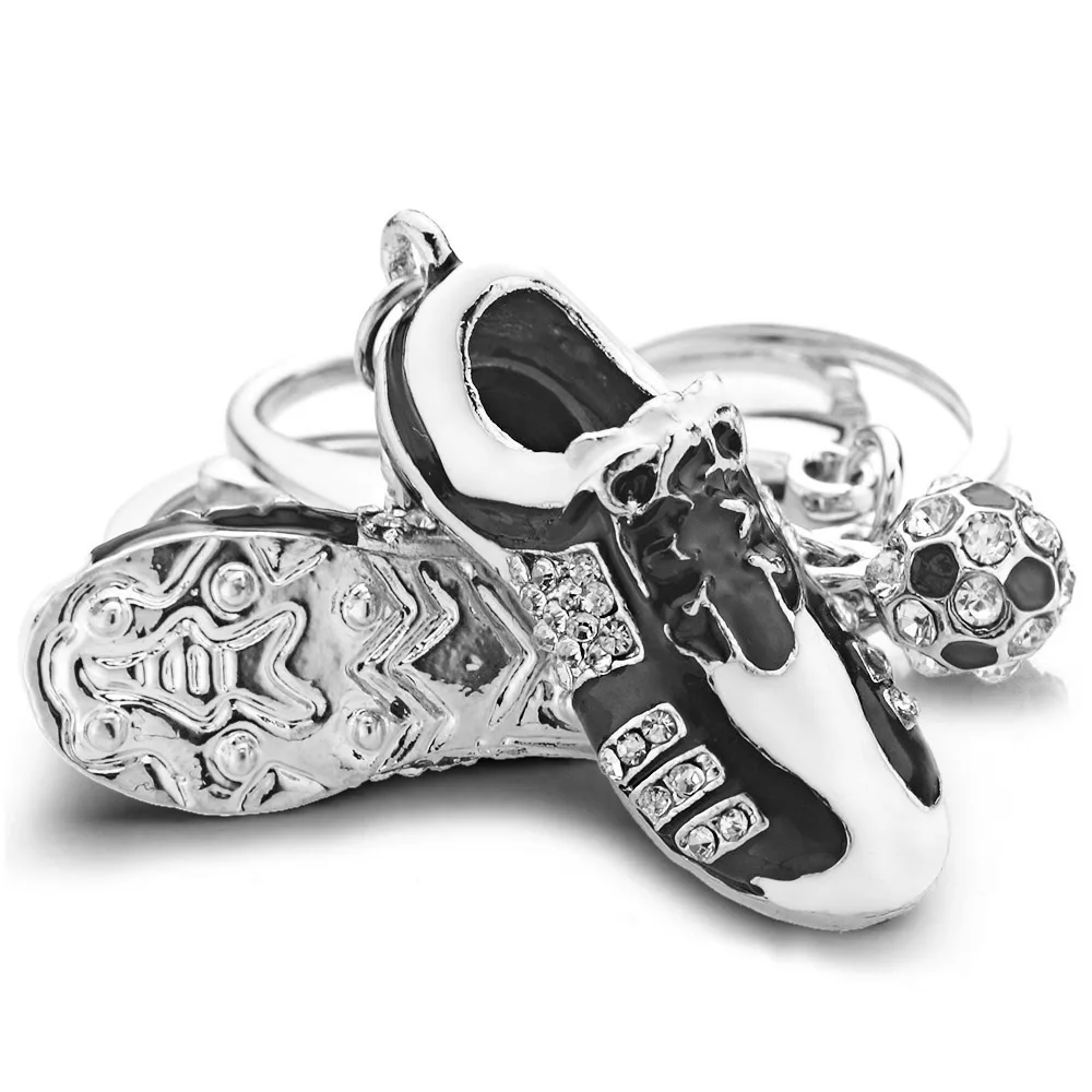 Fashion Crystal Football Soccer Shoes Rhinestone Keychains For Purse Bag Buckle Pendant Keyrings Key Chains Rings Holder K258