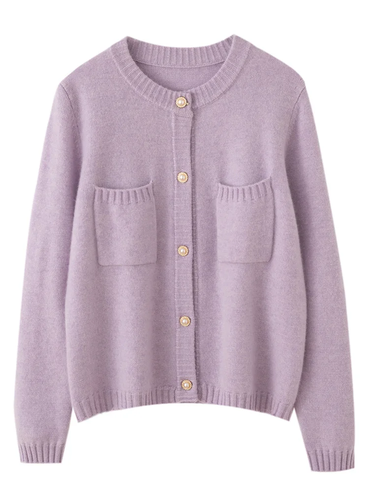 

Long Sleeves Gentle Autumn Winter 100% Cashmere Exquisite Cardigan Sweater Soft Warm High Quality Women's Knitted Clothing Tops