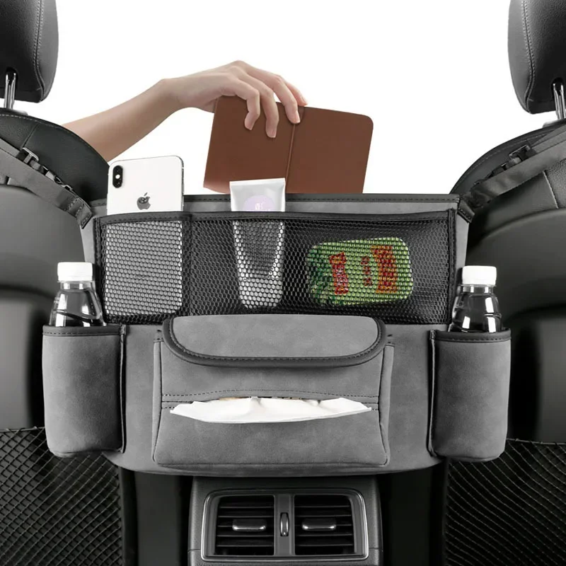 

Car Seat Back Organizers High Capacity Adjustable Car Storage Box Backseat Trunk Organizer PU Leather Grocery Bag