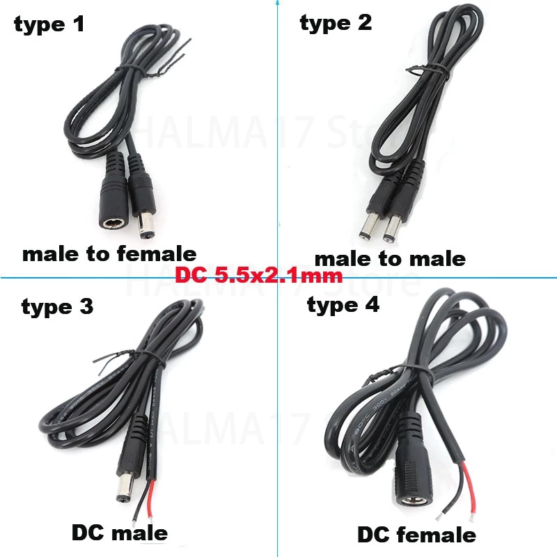 

5.5mm 2.1mm DC Extension Cord Wire Male Female Power Cable For CCTV Security Cameras LED Strip Lights J17