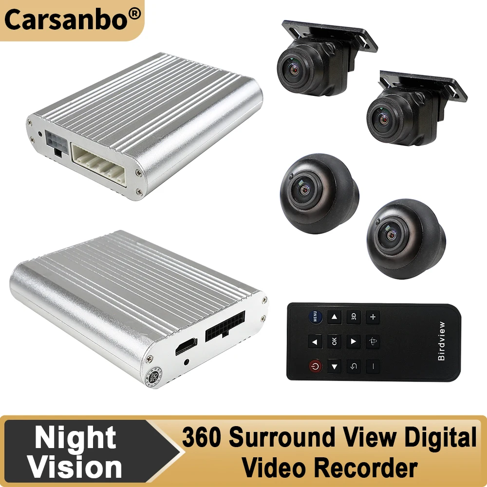 Carsanbo Car 360 Surround View Reverse Parking Camera Bird View Panoramic 2D System DVR HD 1080P 4 Cameras