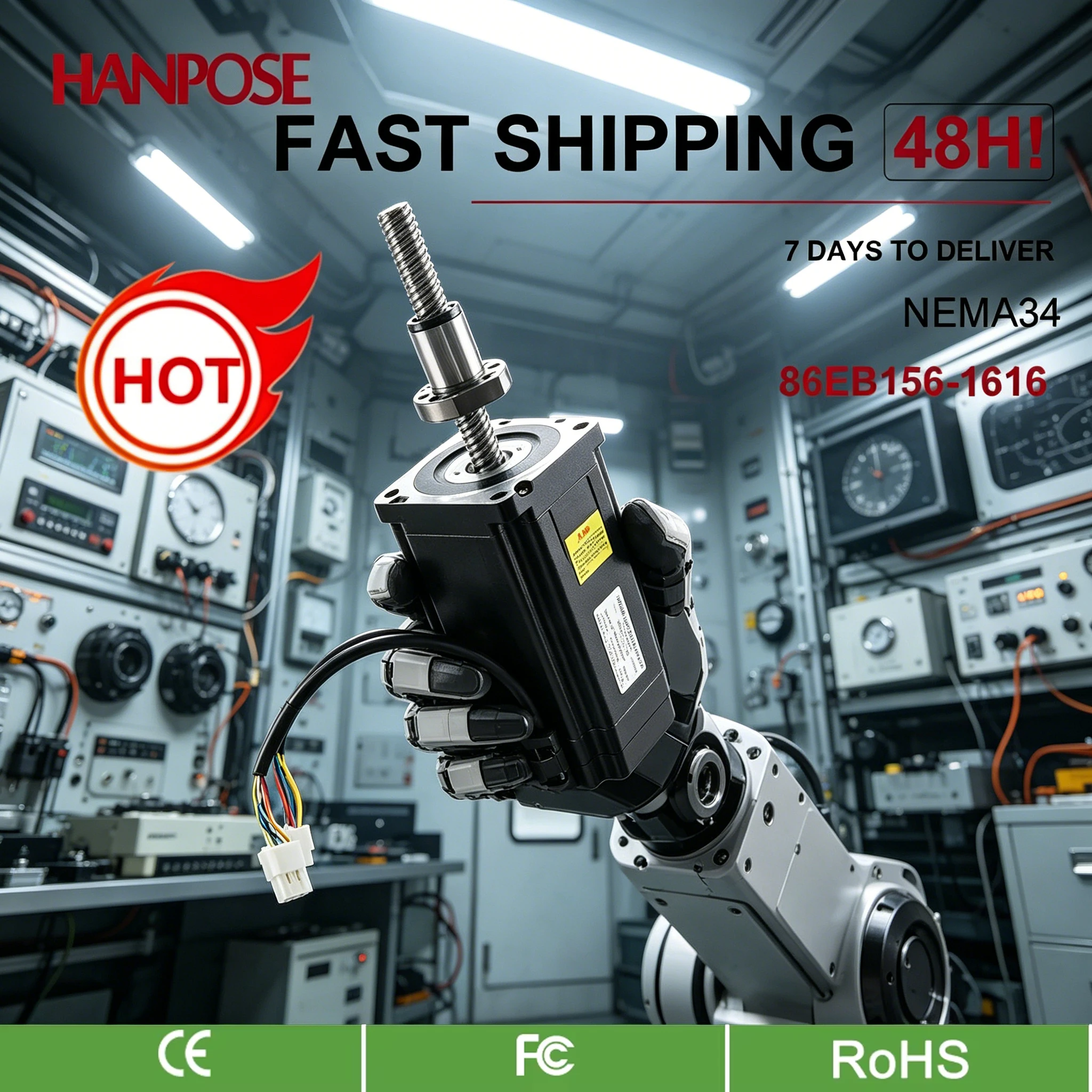 1PCS Nema34 Motor 86EB156-1616 Closed Loop Ball Screw Motor Torque 12N.M 6A 100 200 300MM 86 CNC Milling Machine Stepper Motor