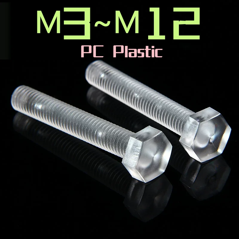 M3 M4 M5 M6 M8 M10 M12 PC Plastic Transparent Acrylic Outer Hexagon Screws External Hex Bolts Insulated Bolt