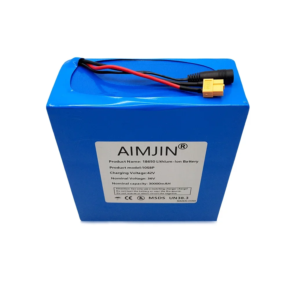 18650 10S8P 36V 30000mAh 500-1000W lithium-ion battery pack, suitable for electric scooters electric vehicles, bicycles with BMS