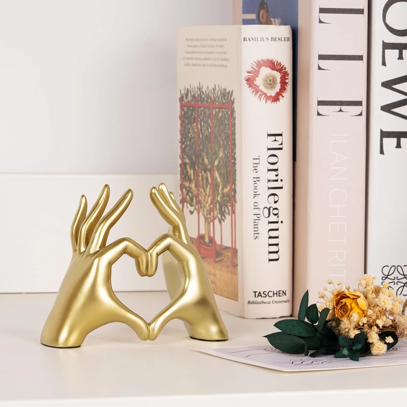 Gold Heart Hands Sculpture,Wall Gold Decor Living Room,Table Statue Accent,Bedroom Accessories Teen Girl Gift Girlfriend-A56M