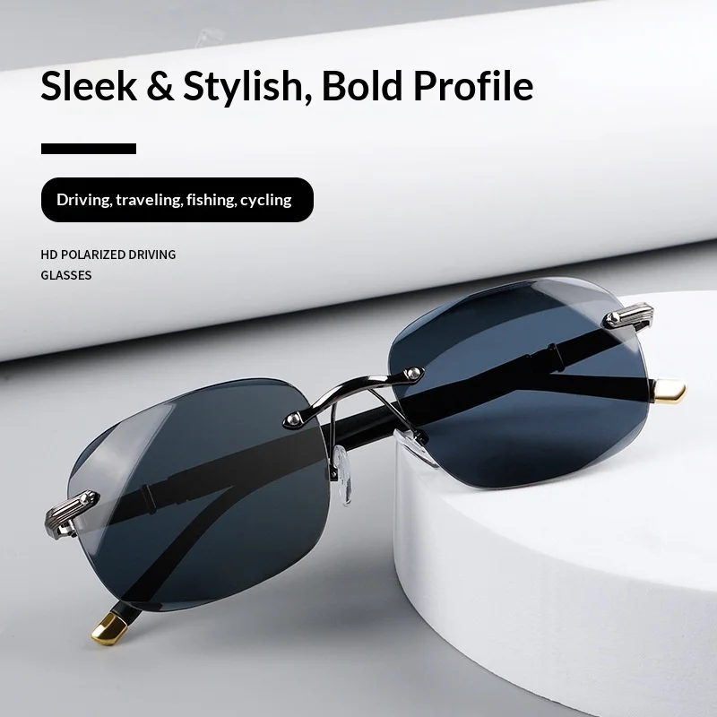 Men's Frameless Trendy Sunglasses UV Protection Special Fishing Driving Sunglasses