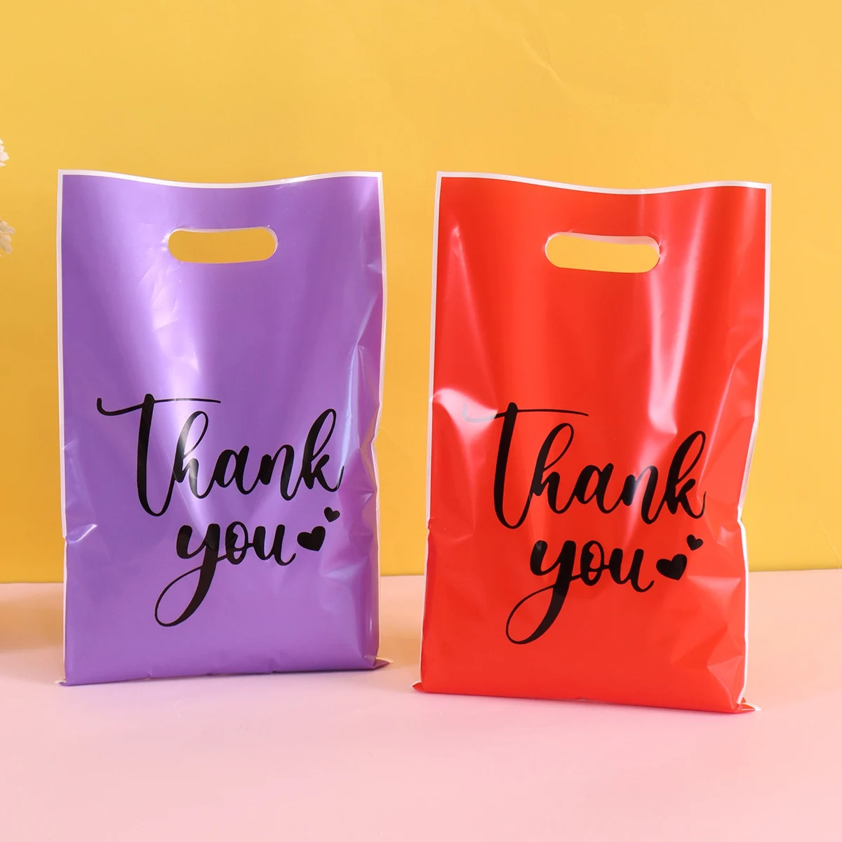 20/50/100 قطعة شكرا لك حقائب للهدايا متعدد الألوان حقيبة الحلوى البلاستيكية حفل زفاف عيد ميلاد تفضل لوازم لهدايا الأعمال الصغيرة