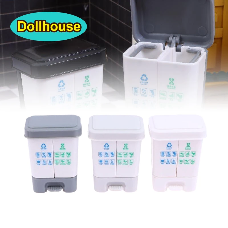 1Pcs Mini Garbage Sorting Bucket Mini Trash Can Dollhouse Decorative Props Scene Model Shooting Props Accessories