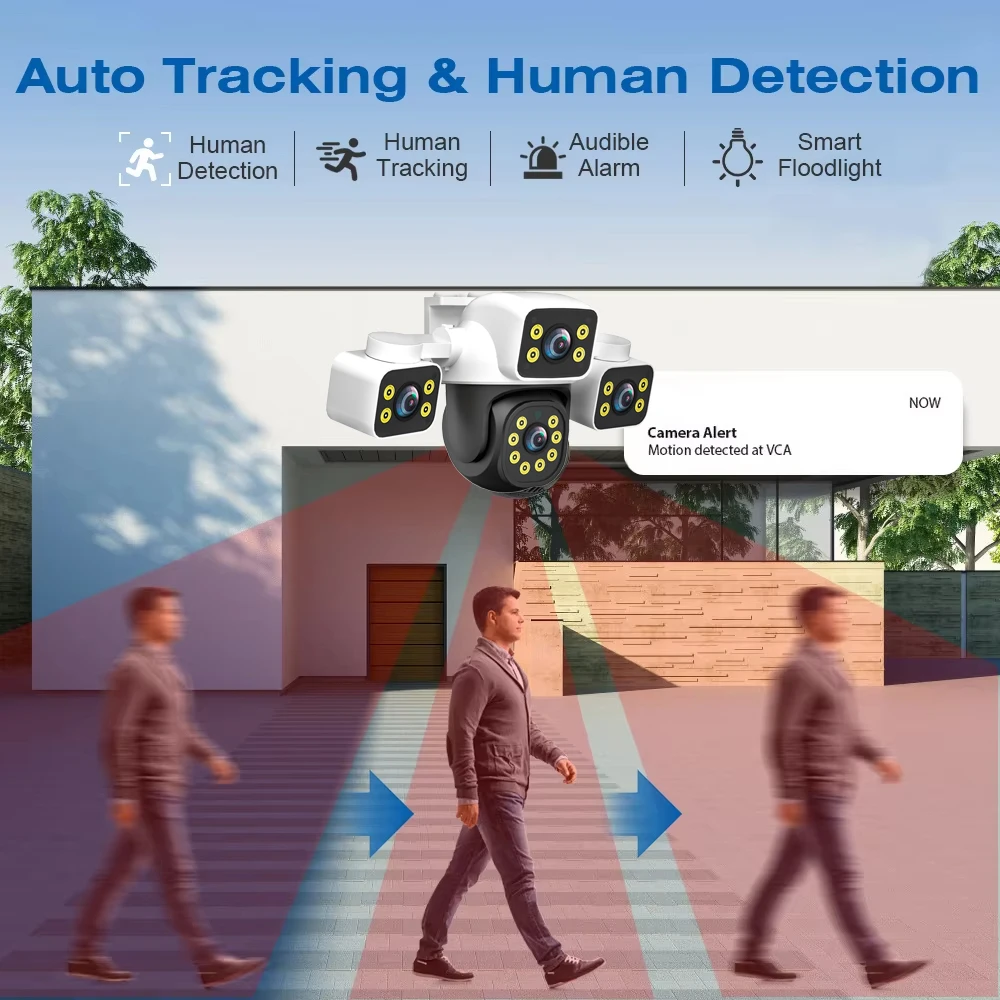 ANSVICAM 6K UHD Outdoor WiFi IP Camera 12MP Triple Lens with AI Human Detection & Auto Tracking for CCTV Security Monitoring