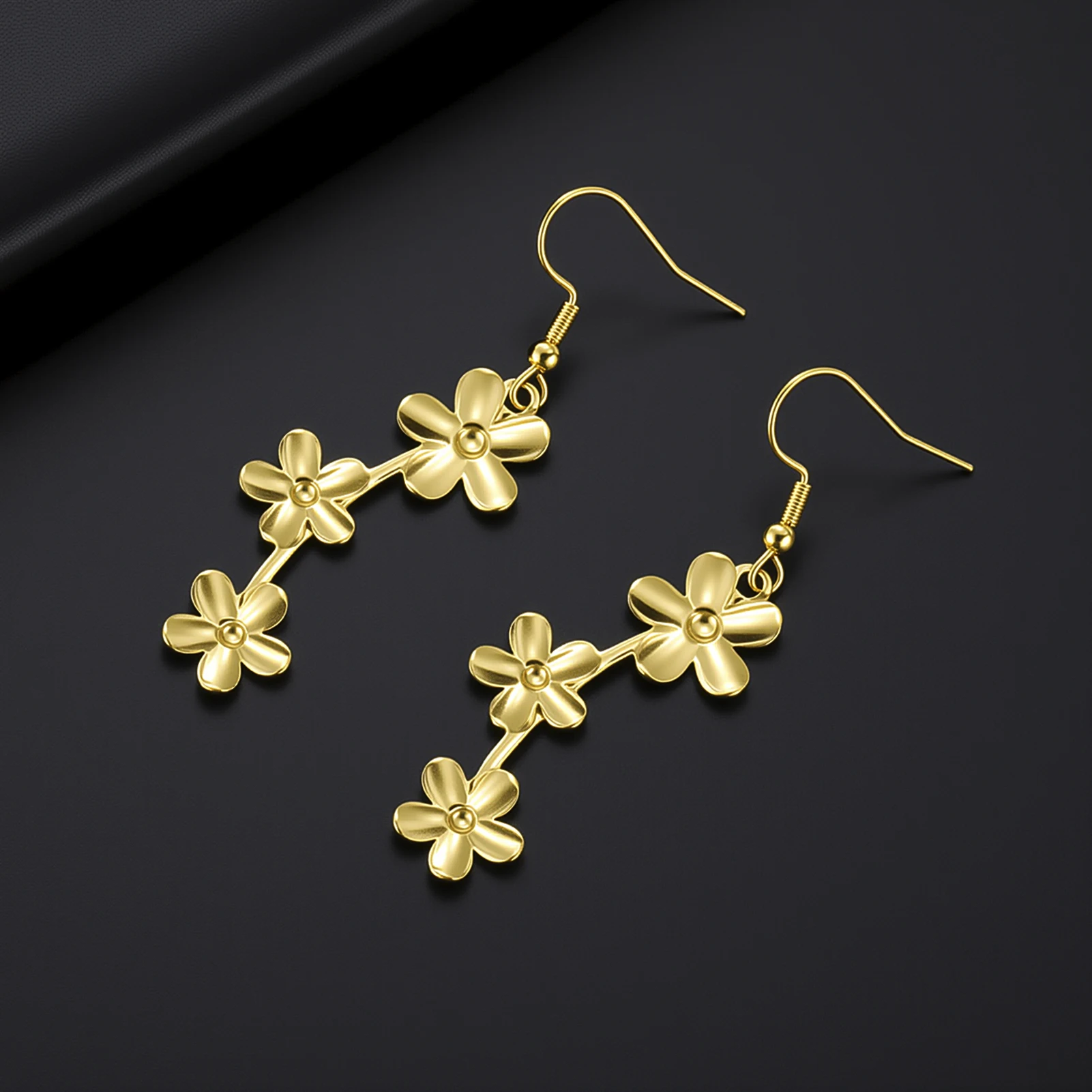 COOLTIME Mode Blume Baumeln Ohrringe für Frauen Edelstahl Gold Farbe Ohrring Schmuck Geschenk Großhandel – Detail 4