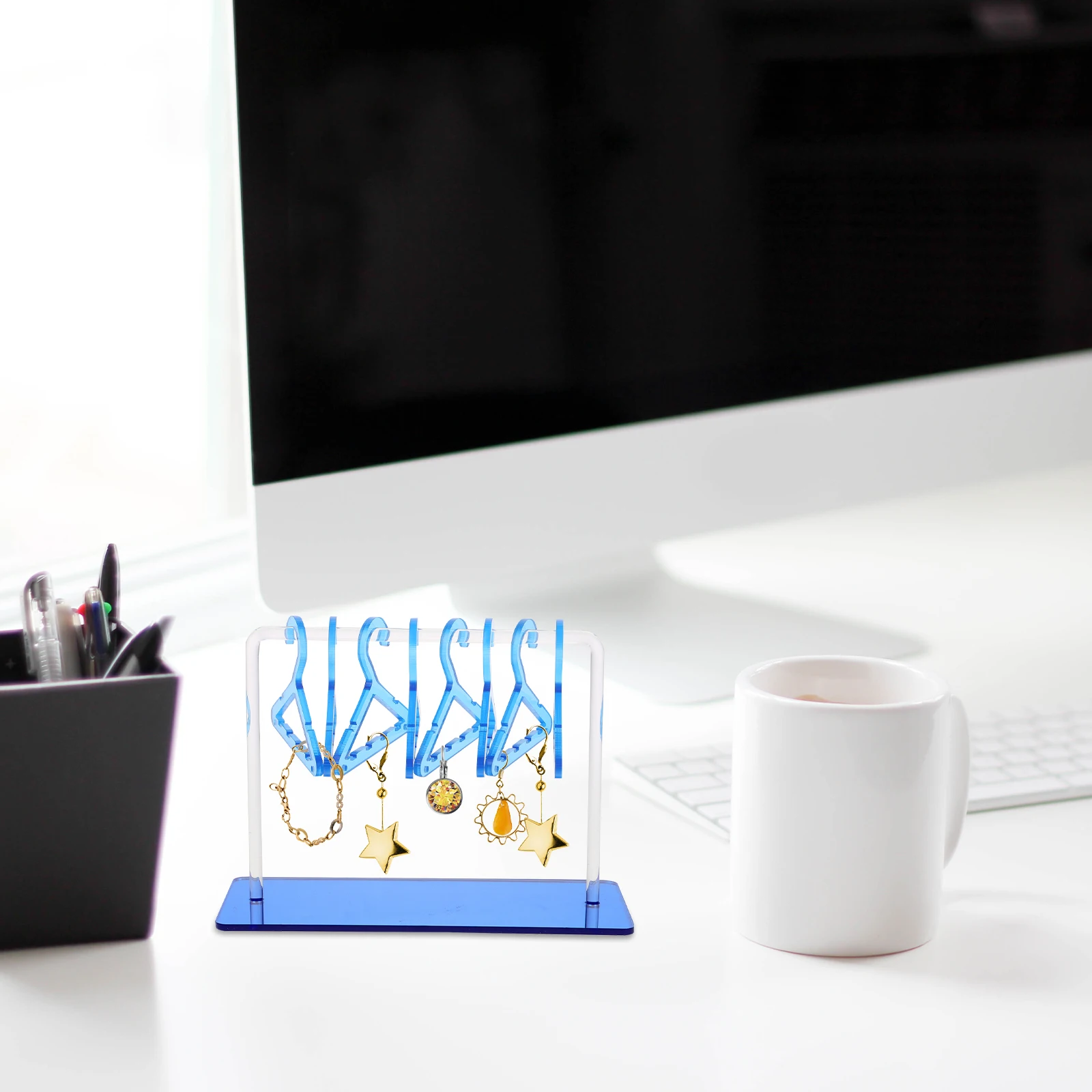 

Hanging Organizer Acrylic Jewelry Display Stand Holder For Necklaces Bracelets Chokers Hanger Shaped Compact Storage Rack