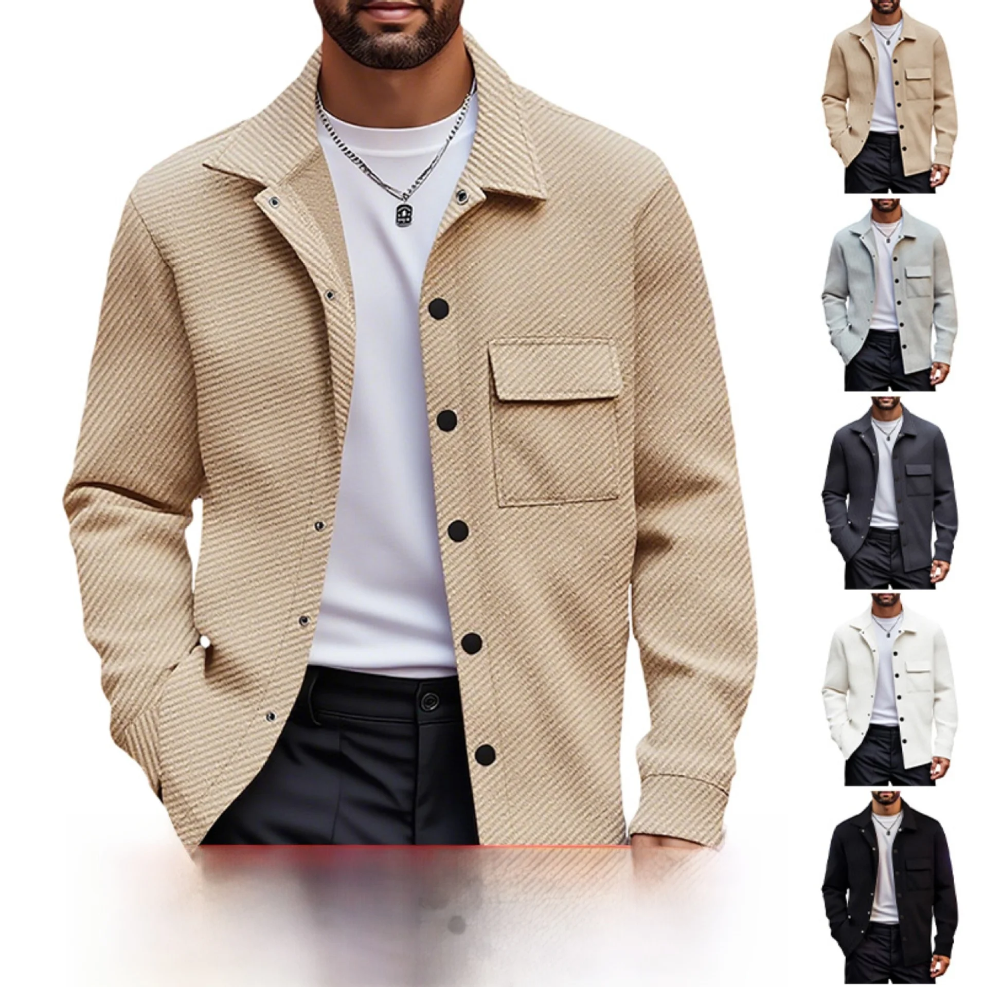 

Мужская приталенная куртка-жакет из плотного твила с отложным воротником на одной пуговице, осенняя, повседневная, цветная, трансграничный стиль