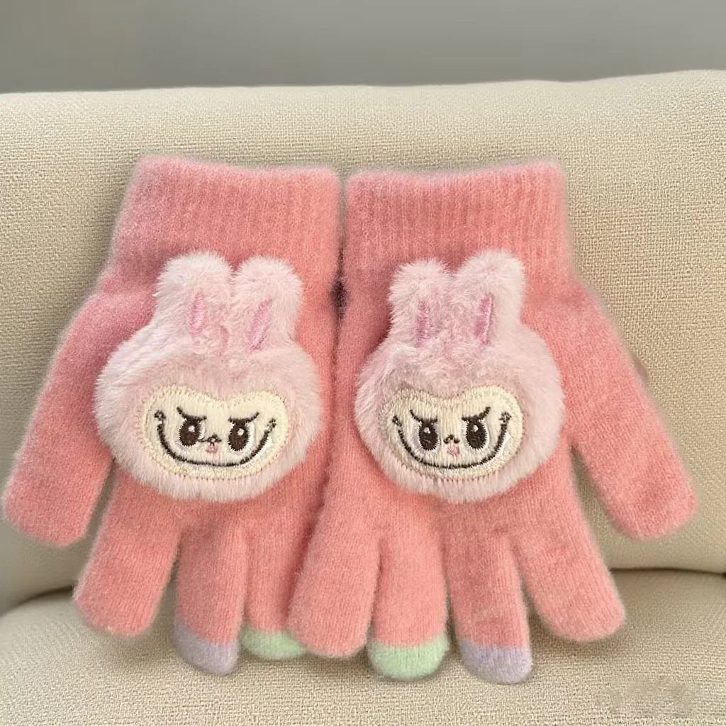 

Cartoon-style mittens for winter warmth, Korean-style, cute little bunny baby, five-fingered finger-separated gloves