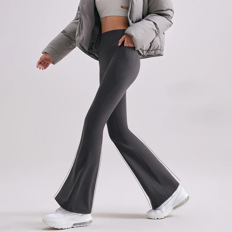 تشغيل اللياقة البدنية متوهج طماق النساء الجانب جيب عالية الخصر واسعة الساق طماق امرأة سلس تمتد التخسيس الأبيض اليوغا السراويل #6