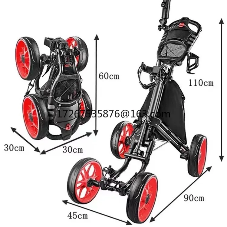 

Golf four-wheel chartered cart, foldable portable cart, golf chartered cart