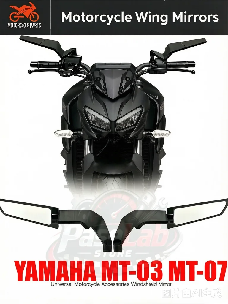 Nuovi Specchietti Retrovisori Laterali Regolabili per Moto 2025, Specchietti con Alette Antivento per YAMAHA MT-03 MT-07 MT-09 MT-10 2013-2024