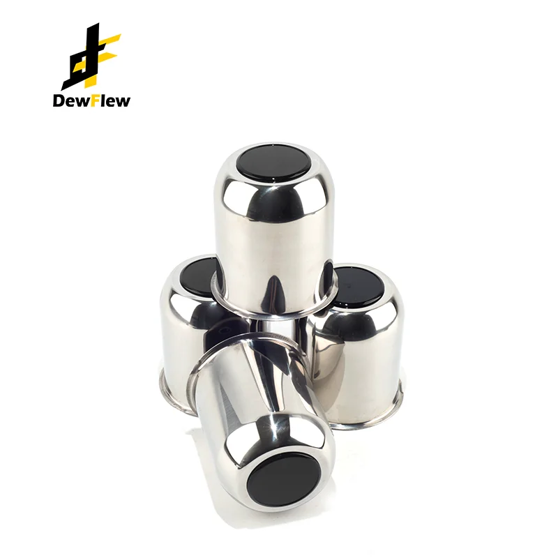 DewFlew 2/4Pcs 95mm Hub 110mm H Stainless Push Through Wheel Center Caps Fits 3.74