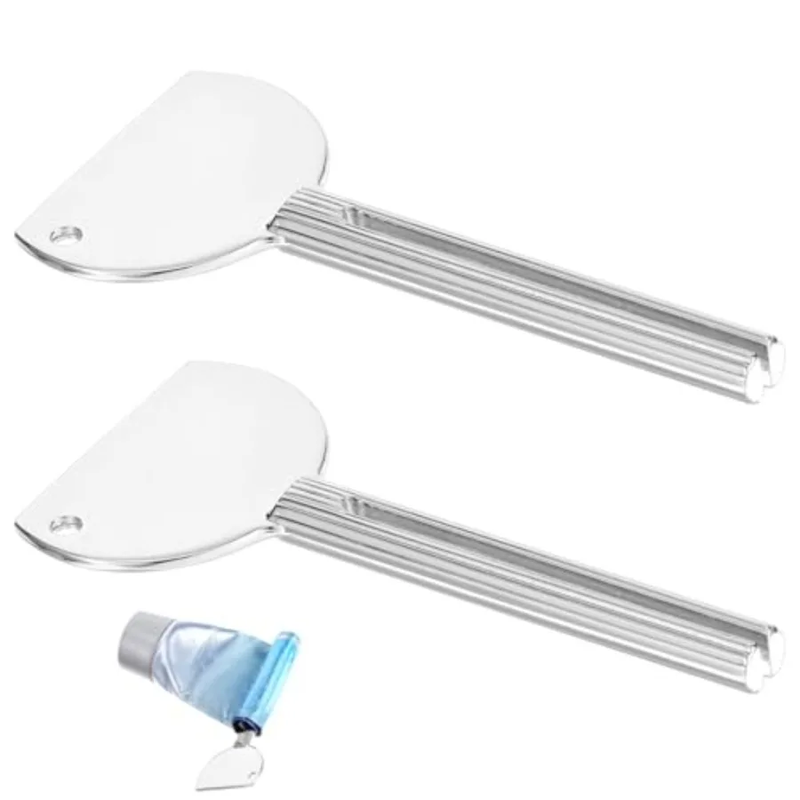 

Набор из 2 металлических выдавливателей для тюбиков из нержавеющей стали: роликовый дозатор для зубной пасты и косметических кремов