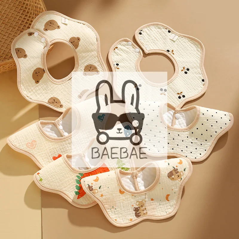 Baby Feeding Saliva Towel, 1pc Cotton Gauze Newborn Bibs, Absorbent Waterproof Bandana for Boys Girls.