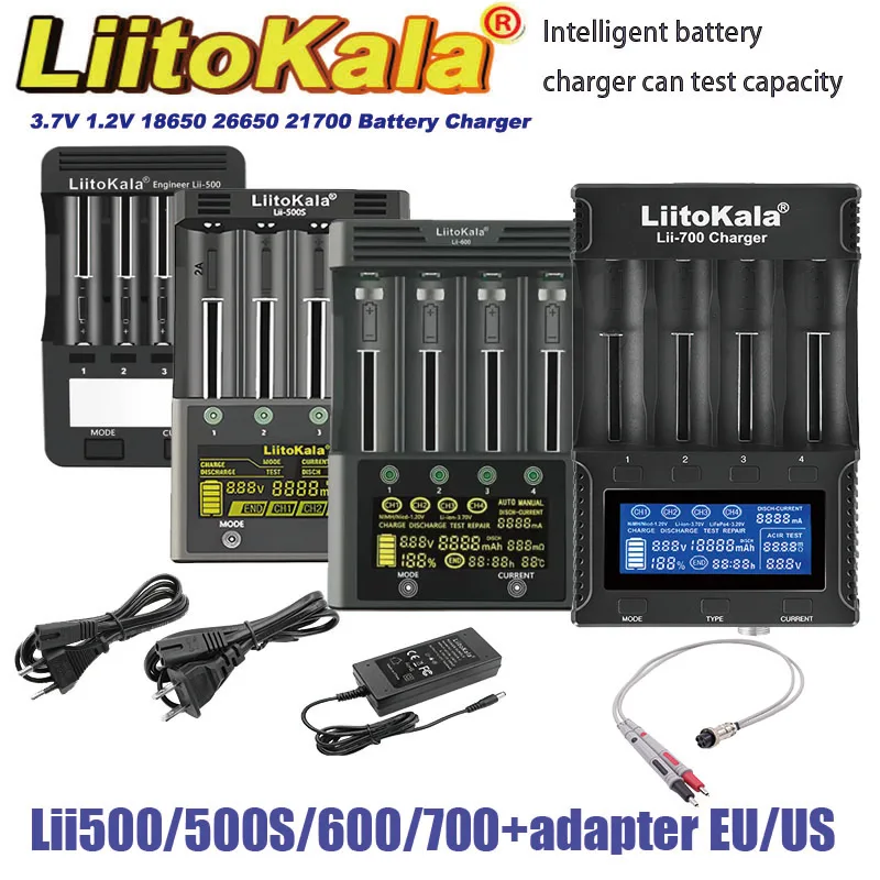 LiitoKala Lii-500 500S 600 700 Battery Charger for 18650 26650 16340 18350 Ni-MH Ni-Cd Li-ion 3.7V 1.2V Test Capacity