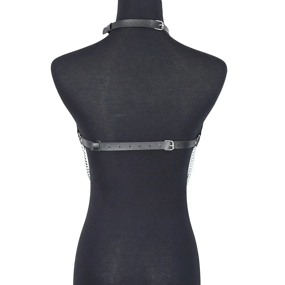 نساء موضة حزام على شكل سلسلة حزام خصر جلدي مربط صدر حزام مشد عبودية الملابس الداخلية الشرير القوطية الملابس والاكسسوارات الغريبة