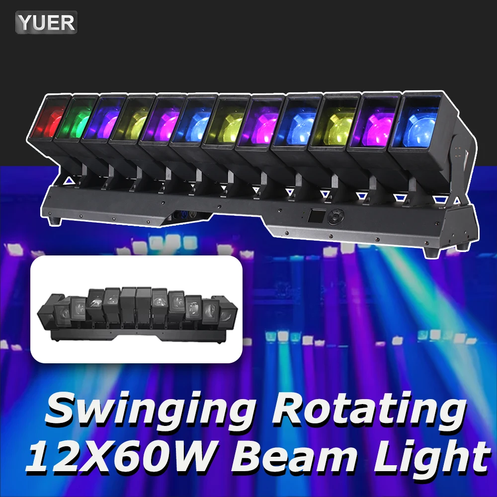 12x60W LED RGBW Swinging Rotating Moving Head Beam Wash Pixel Zoom Matrix DJ Disco  Stage Concert Bar Light Live Show DMX512
