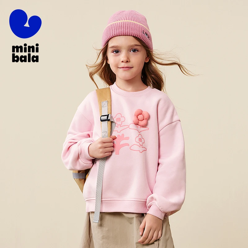 

Мини-толстовка для девочек Bala, новинка зимы 2025 года, мягкий теплый милый пуловер, топ