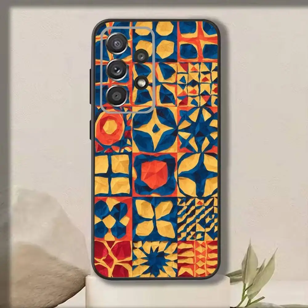 W-Wax生地A-アフリカ風スマホケース Samsung S25、S24、S21、S22、S23、S30、Ultra、S20、Plus、Fe、Note、10、9、5G対応 ブラックカバー