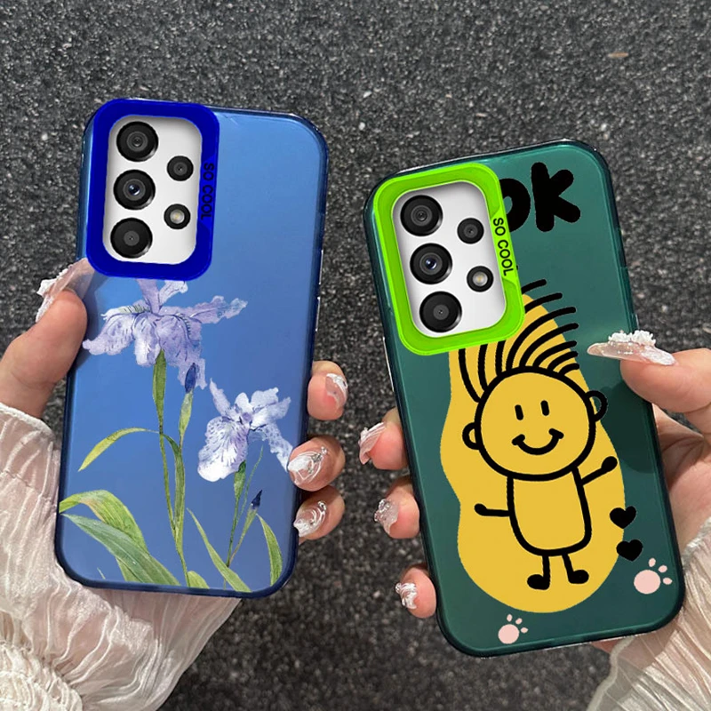 Smile Face Butterfly Cute Cat Phone Case For Samsung Galaxy A53 A33 A32 A12 A52 M55 M35 S20 FE Printed Shockproof Silicone Cover