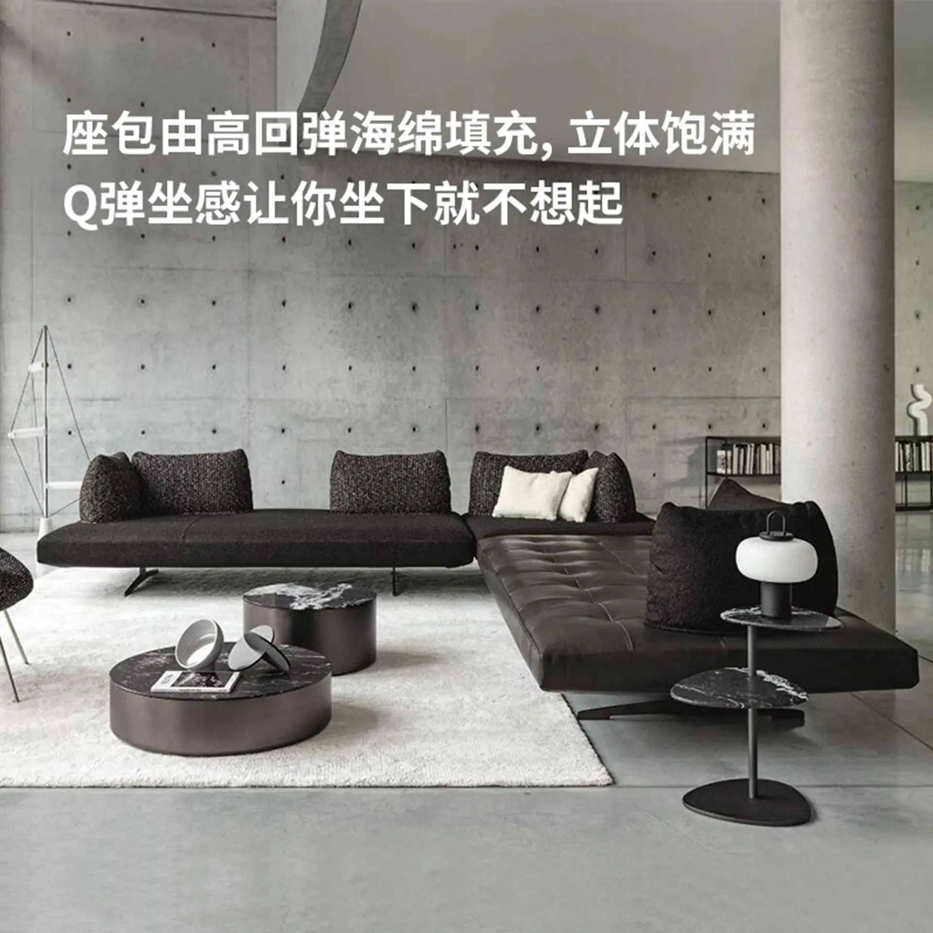Horn sofa living room double-sided sitting movable straight leather sofa