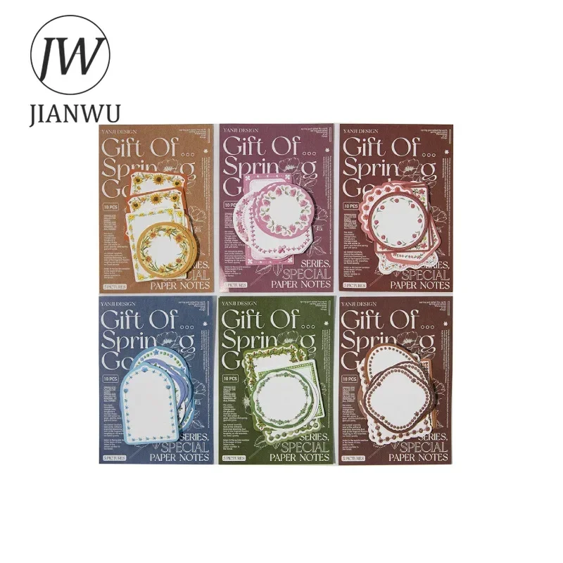 JIANWU Spring God's Gift Series Vintage Flower Lace Border Landscape Material Collage Memo Pad Creative DIY Journal Stationery