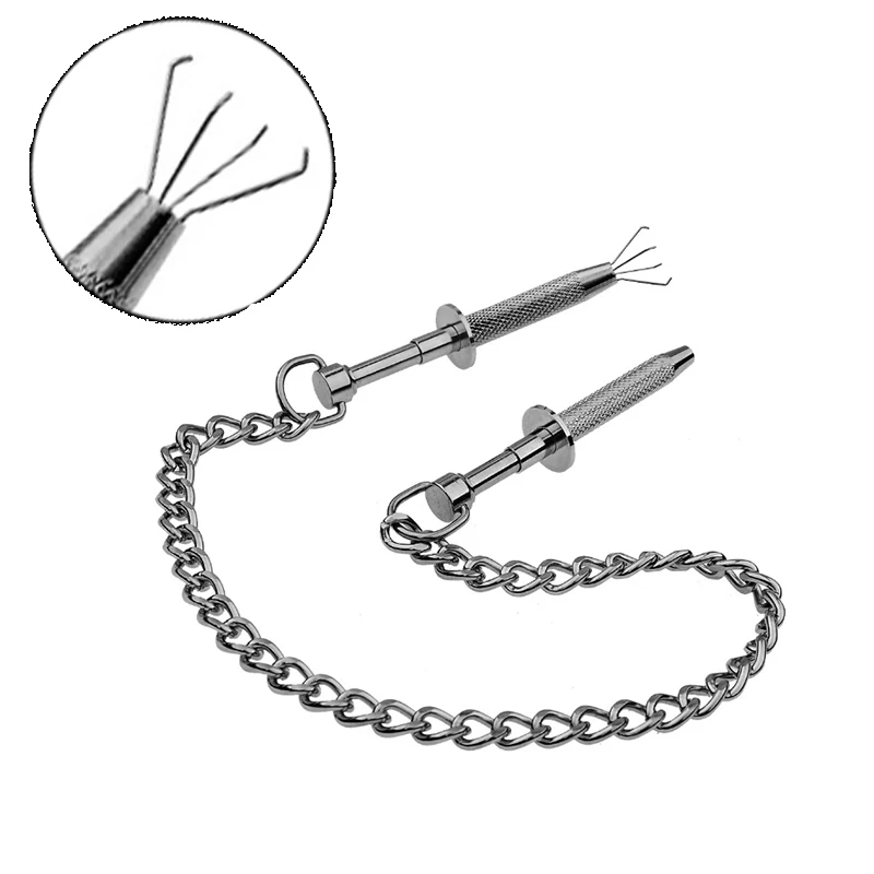 Four Claws Metal Nipple Clips Adjustable Clamps With Chain Torture Clips Breast Bondage Accessories BDSM Fetish Sex Toys Women