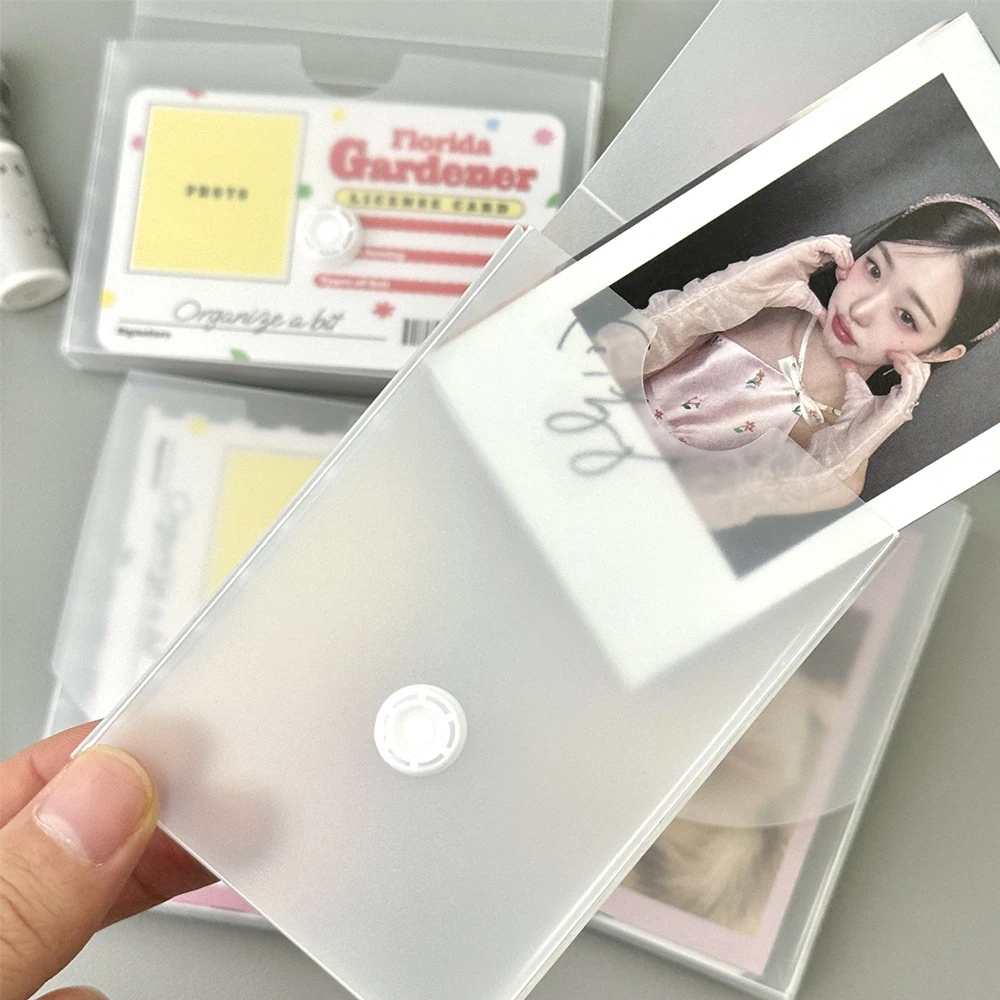 Translucent Card Storage Box Frosted Flip Lid Photo Dustproof Box Idol Mini Card Snap Organizer Home Organization Supplies 1PC